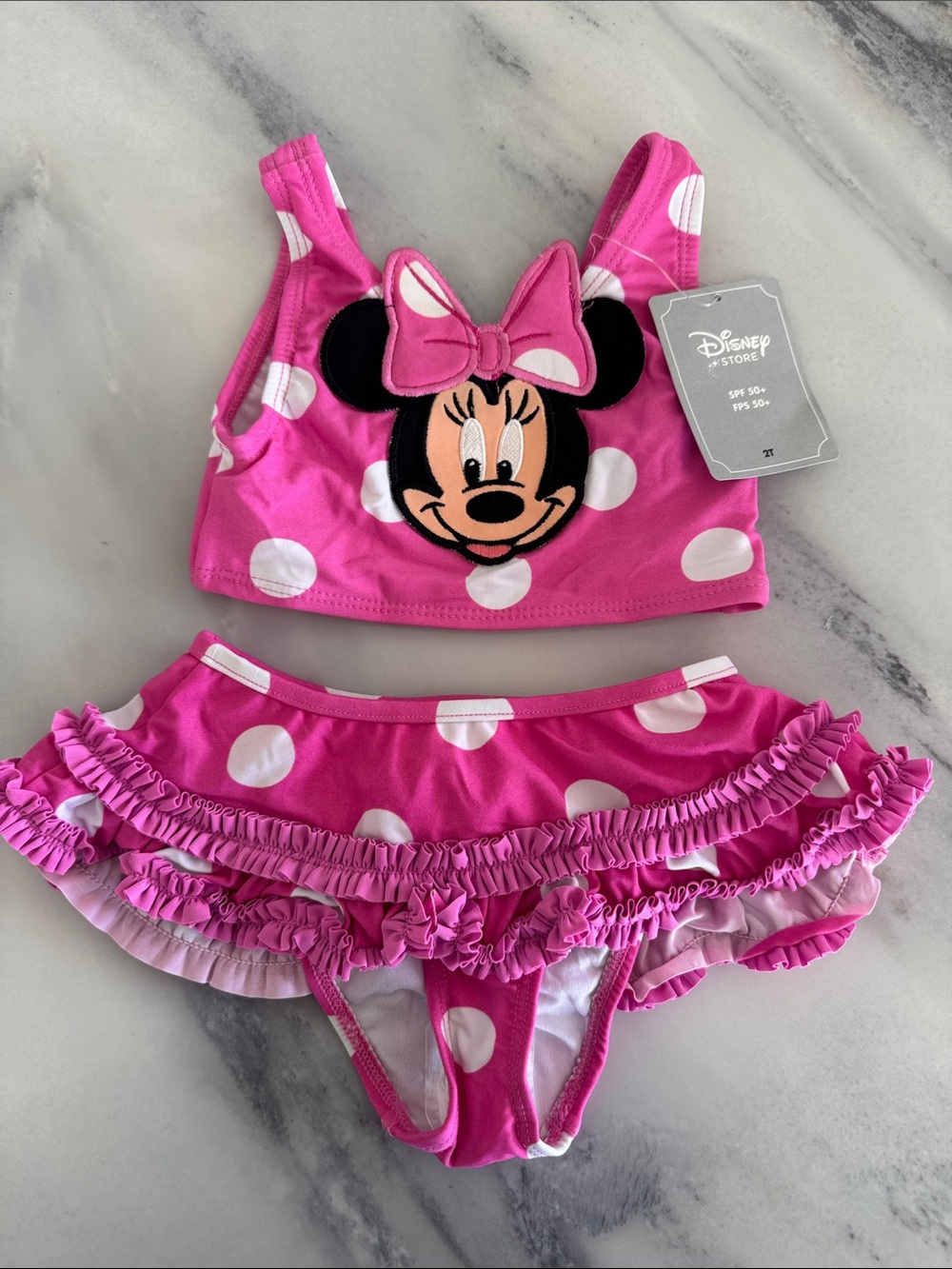 NWT Disney Minnie Mouse Pink Polka Dot Girls Bikini Set